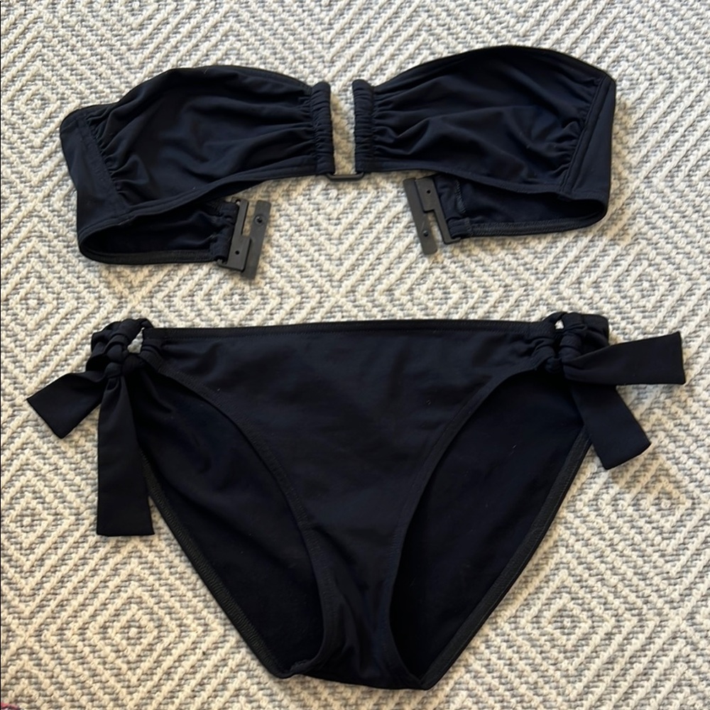 Chic ERES Black Bandeau Bikini with ring ties.